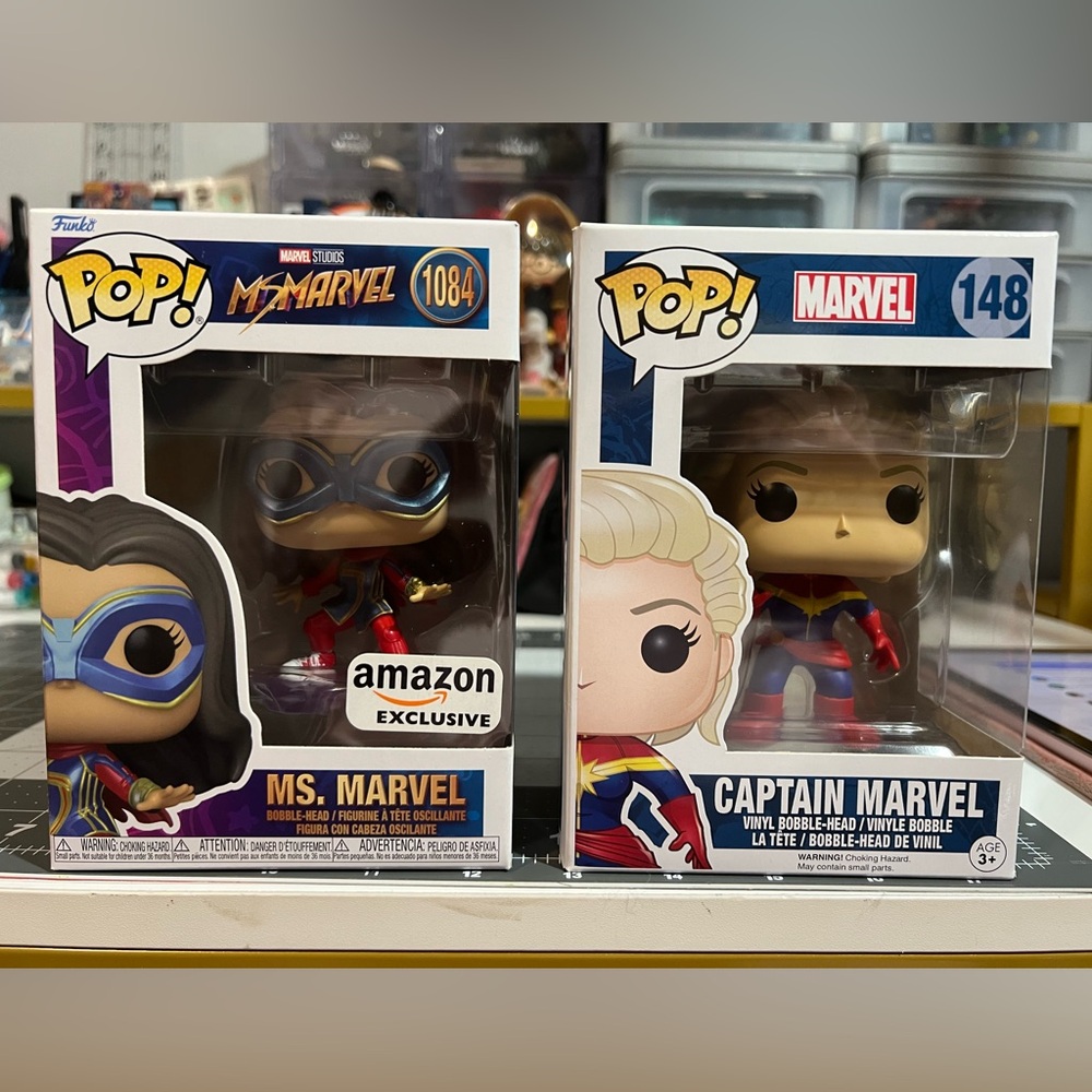 Ms. Marvel and Captain Marvel Funko Pop Figures